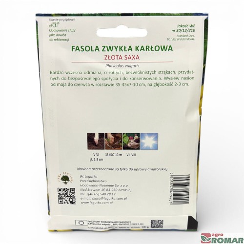 Nasiona fasoli karłowej żółtej Złota Saxa 40 g W. Legutko(2)