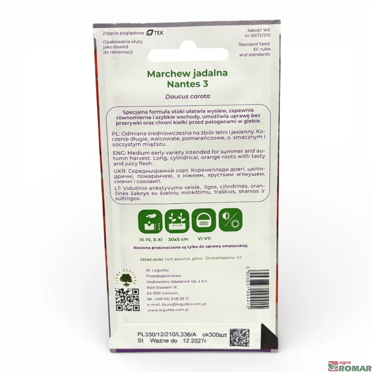 Marchew Nantes 3 W. Legutko nasiona otoczkowane2