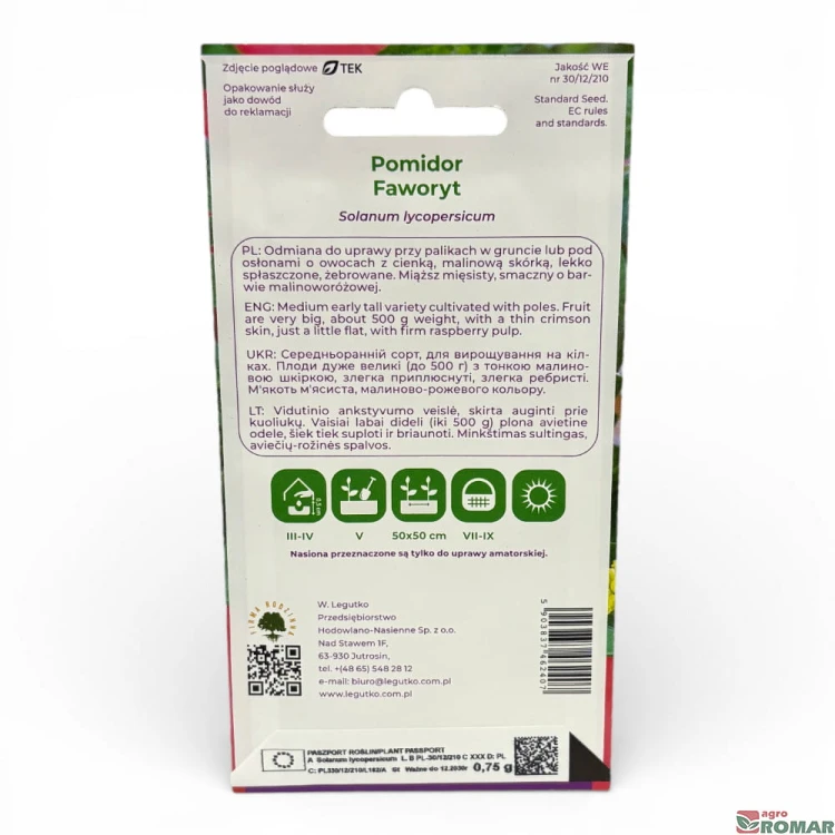 Nasiona pomidora gruntowego Faworyt 0,75 g, W. Legutko(2)