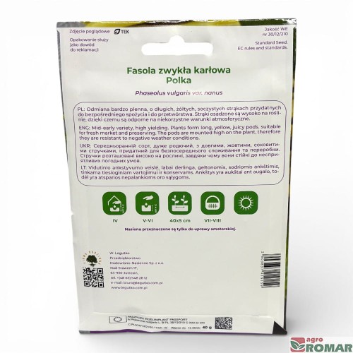 Nasiona fasoli karłowej zwykłej Polka 40 g W. Legutko2)