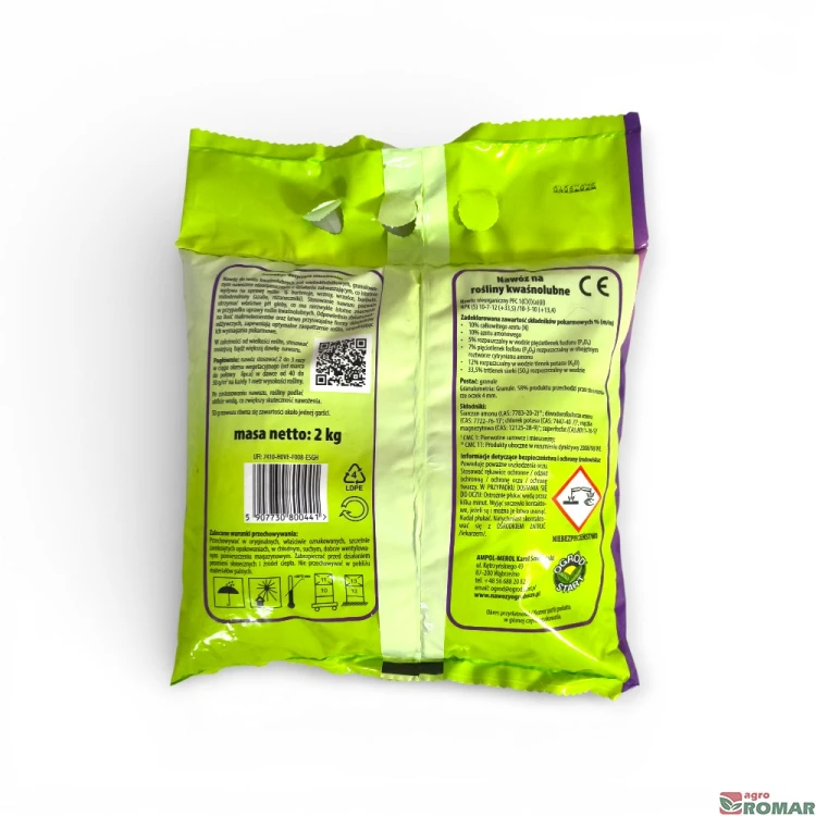 Nawóz na rośliny kwaśnolubne Ogród-Start 2 kg etykieta