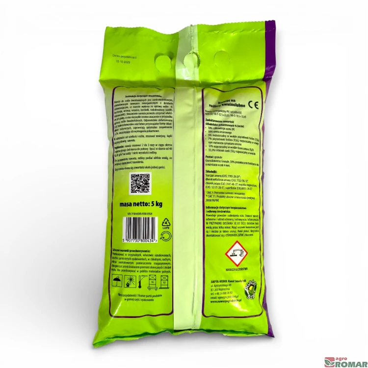 Nawóz na rośliny kwaśnolubne Ogród-Start 5 kg etykieta