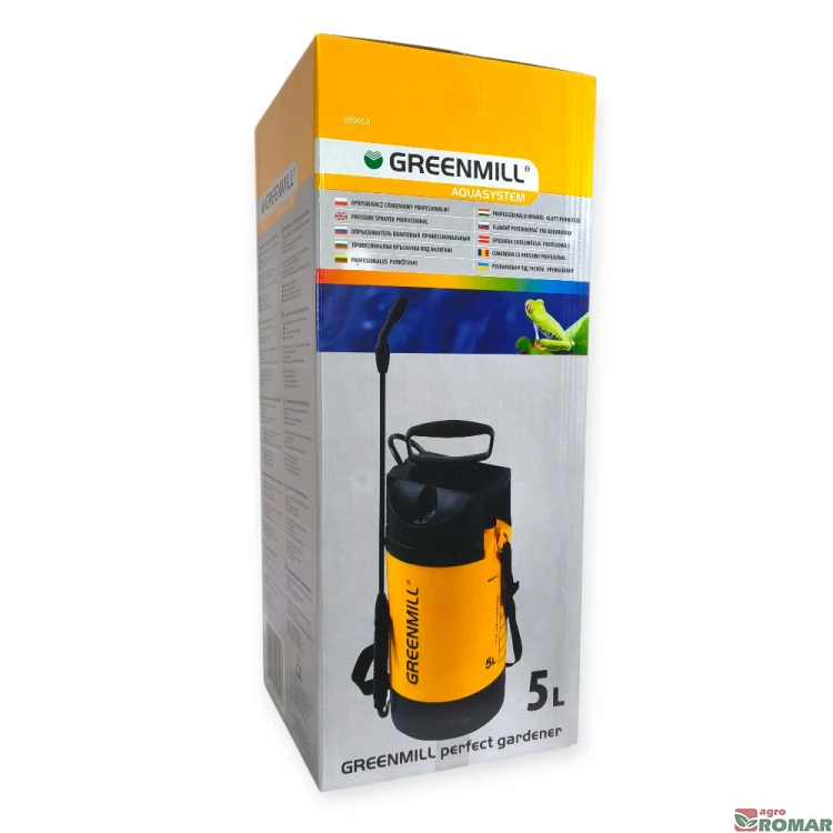 Opryskiwacz ogrodowy 5l Greenmill z manometrem opakowanie