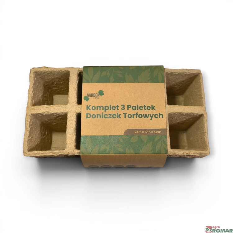 Komplet 3 paletek doniczek torfowych