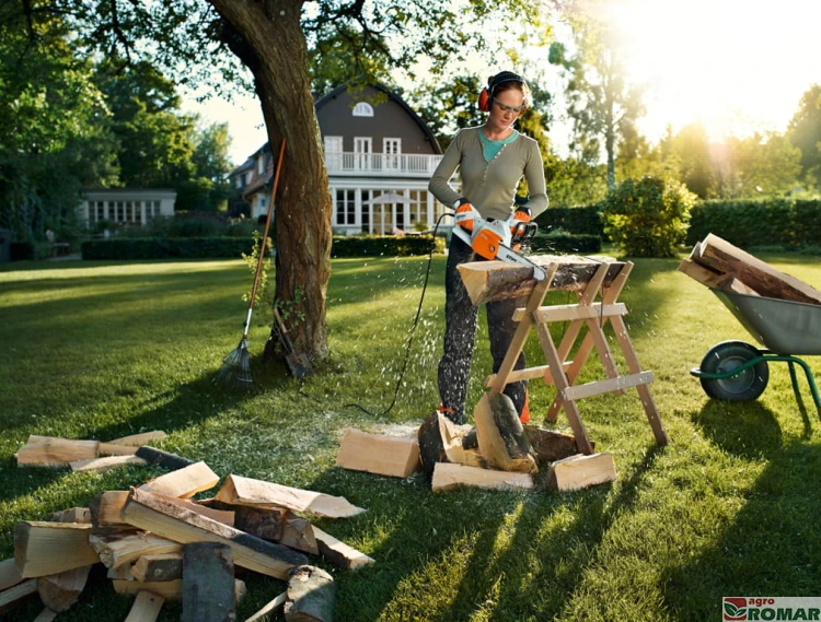 Cięcie drewna pilarką elektryczną STIHL MSE 141 C-Q.