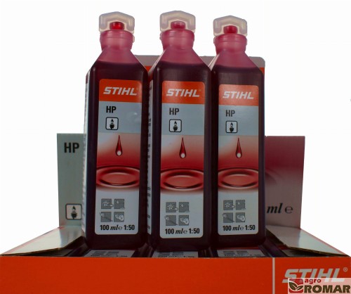 Olej do mieszanki paliwowej silników dwusuwowych STIHL HP w butelce o pojemności 100ml, która wystarcza na przygotowanie 5 litrów mieszanki.