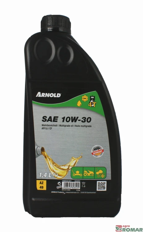 Olej ARNOLD 10W30 do smarowania silników czterosuwowych.