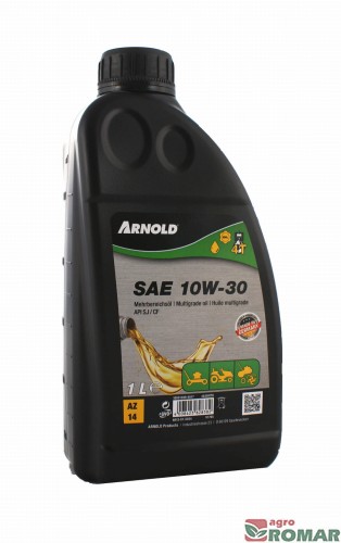 Olej ARNOLD 10W30 do smarowania silników czterosuwowych, opakowanie o pojemności jednego litra.