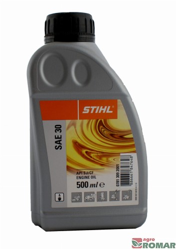 Oryginalny olej STIHL do smarowania silników czterosuwowych. Klasa lepkości SAE 30, opakowanie o pojemności 0,5 litra.
