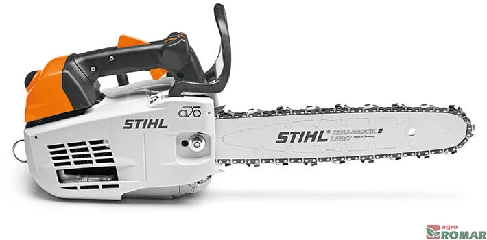 Specjalistyczna pilarka spalinowa STIHL MS 201 TC-M z górnym uchwytem oraz inteligentnym systemem zarządzania silnikiem M-Tronic.