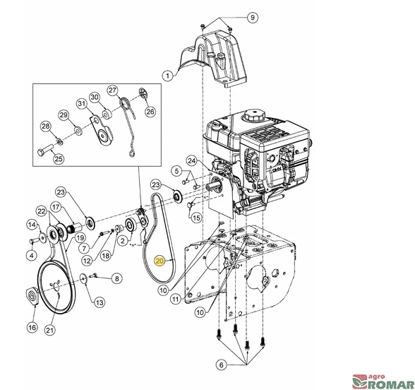 Pasek napędu jazdy odśnieżarki Cub Cadet pasek jazdy zamiatarki Optima PS700 MTD