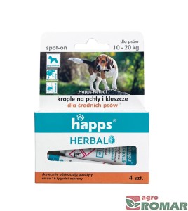 Krople dla średnich psów na pchły i kleszcze (4 szt.) Happs