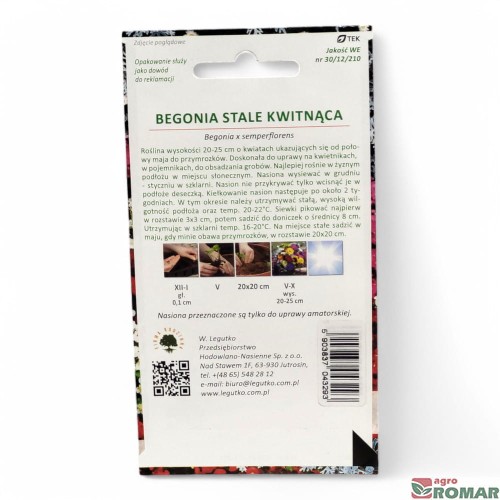 Nasiona begonii stale kwitnącej Gloria F1 mix 0,01 g W. Legutko (2)