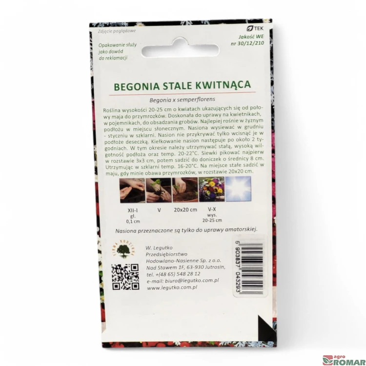 Nasiona begonii stale kwitnącej Gloria F1 mix 0,01 g W. Legutko (2)