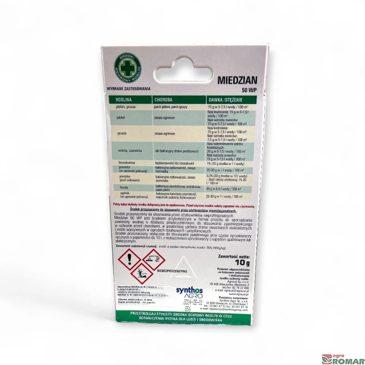 Miedzian 50 WP Agrecol 10 g etykieta