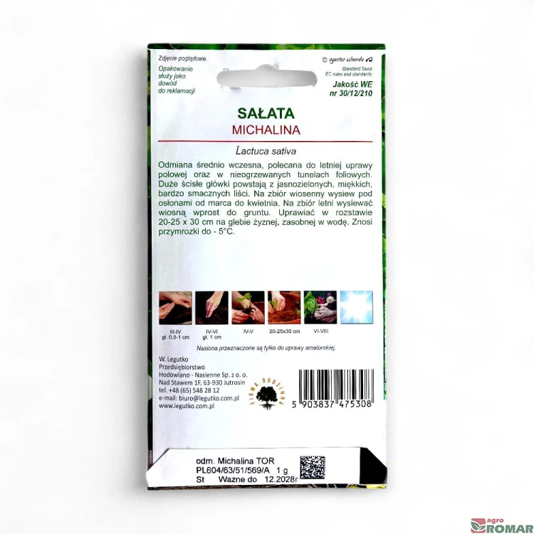 Sałata masłowa Michalina 1g, W. Legutko druga strona