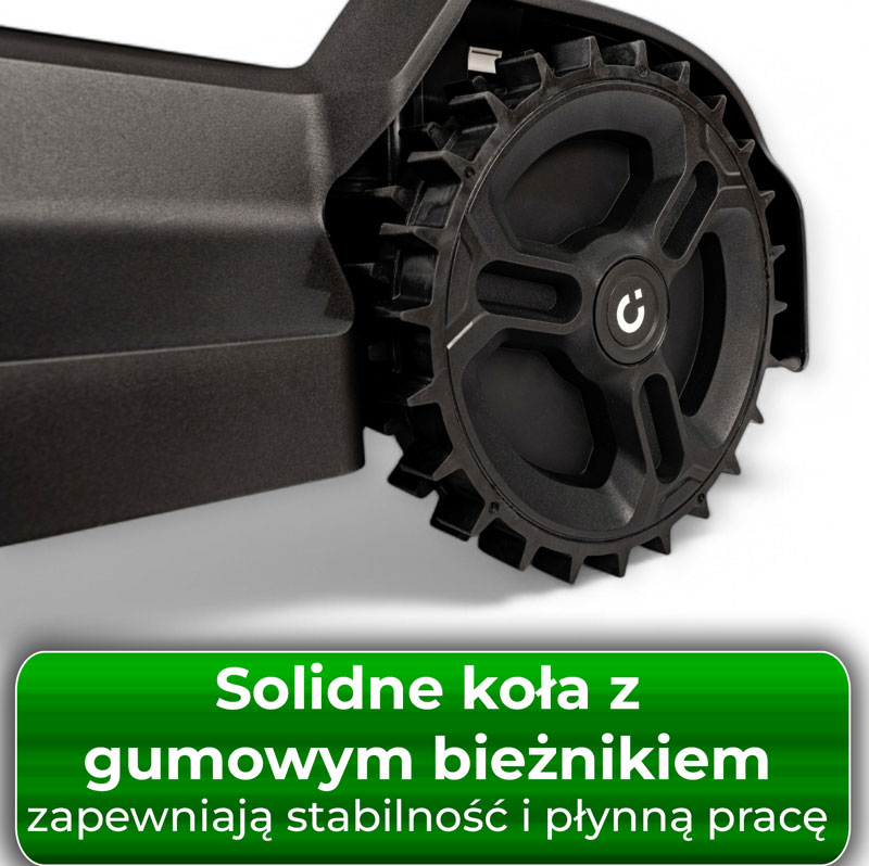 Mocny bieżnik i doskonała przyczepność w robocie koszącym C-MOW-S3 